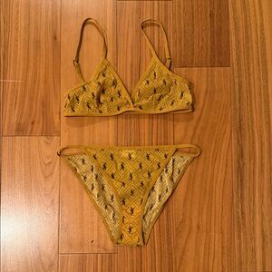 Yves Saint Laurent Mustard and Black Bikini Set